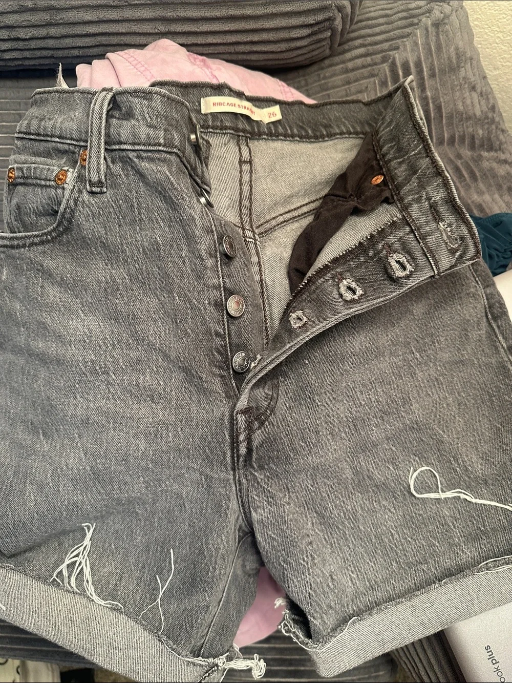 Levi’s High-Waist Gray Denim‎ Cutoff Shorts